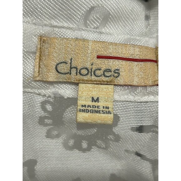 Choices Womens Sheer Button-Down Floral Print Blouse Size M Rayon Polyester Line - Picture 5 of 10